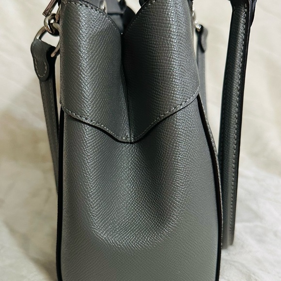 Coach “Leah” Crossbody Bag/Satchel, Crossgrain Leather, Gray, Like New - Picture 7 of 8